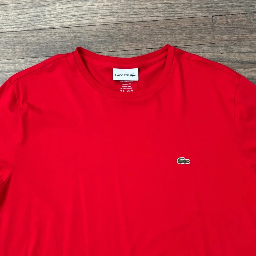 Lacoste Men's Bright Red Short-Sleeve Crew Tee
